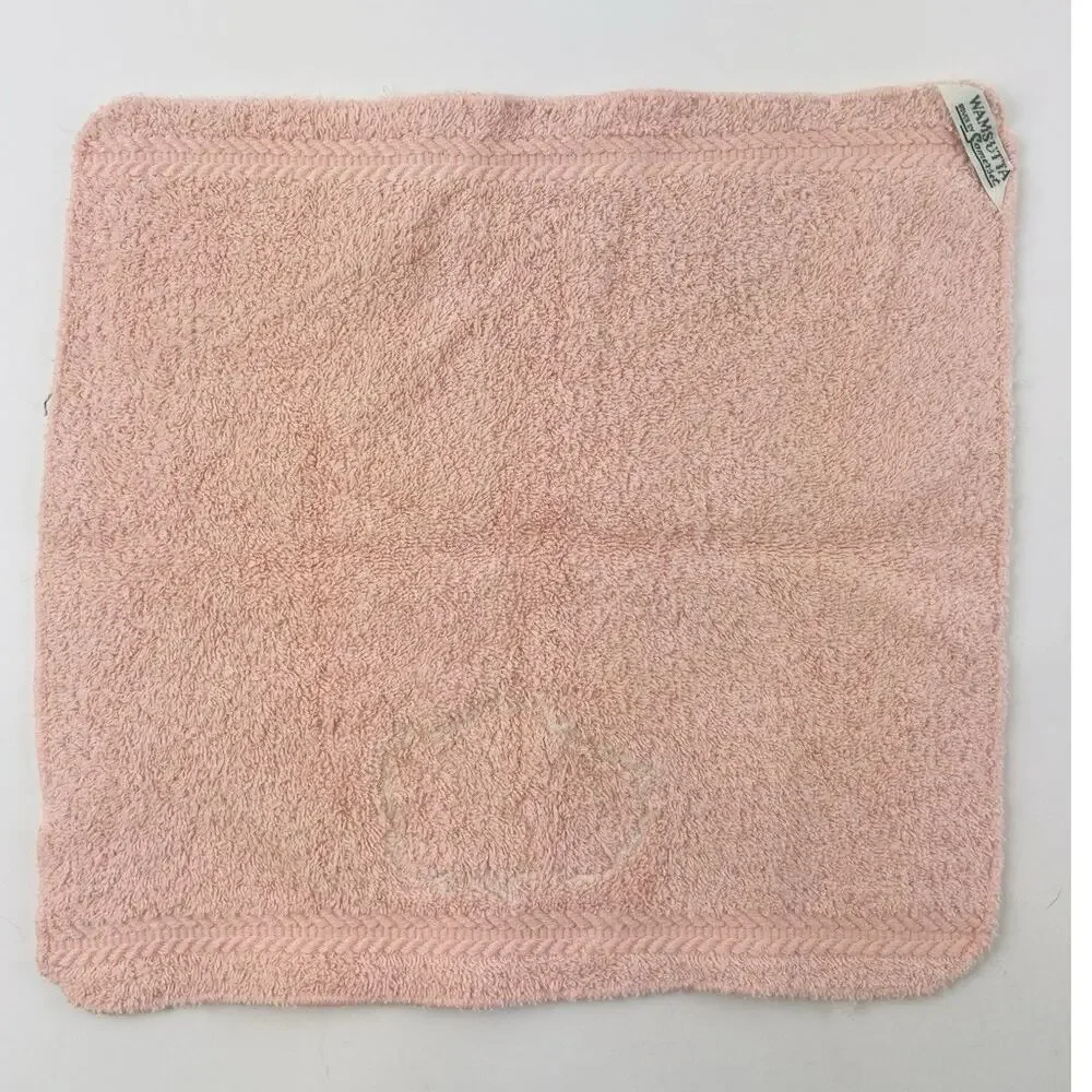 Vintage WAMSUTTA Towel Lot Set Pink Flower Floral Bath & Hand Set Somerset Rose